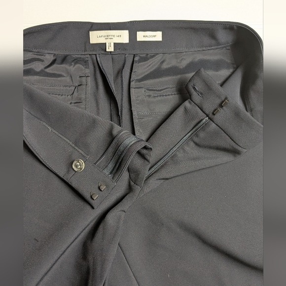 Lafayette 148 Waldorf Navy Blue Straight Leg Mid Rise 6 - Picture 5 of 9